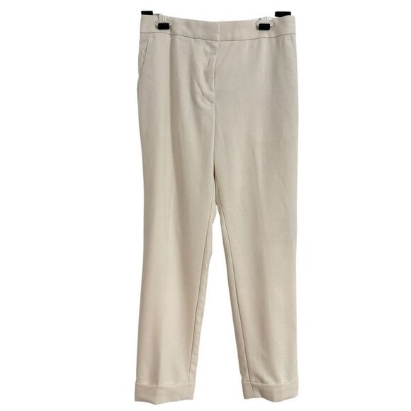 Ann Taylor Women's 2 Petite The Ankle High Rise Cuffed Trousers Cream Color - Picture 1 of 7